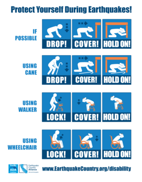 Earthquake safety a graphic showing how to protect yourself during an earthquake