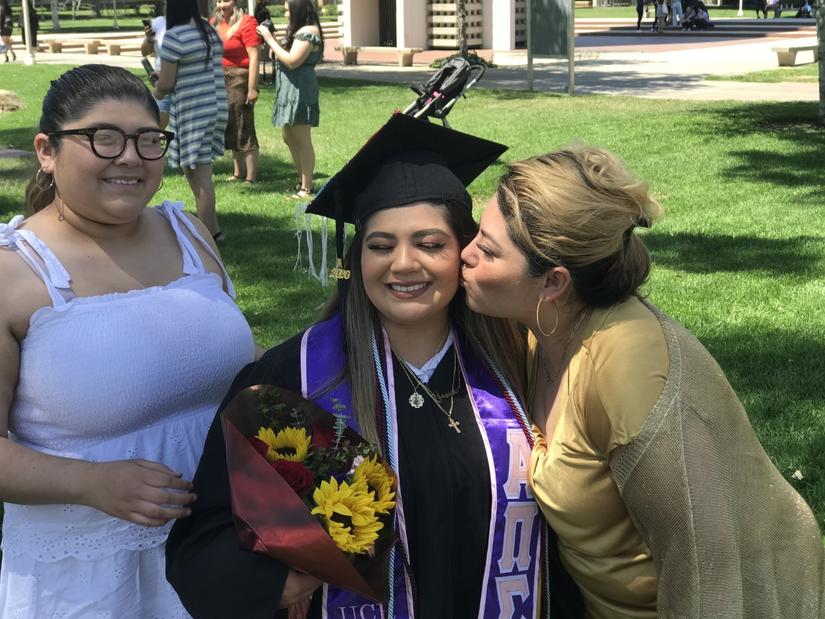 Gethzemany Kassandra Gonzalez, 22, with her mother, Coral Gerardo and little sister, Samantha Gonzalez, on Monday, June 14, 2021. (UCR/Sandra Baltazar Martínez)